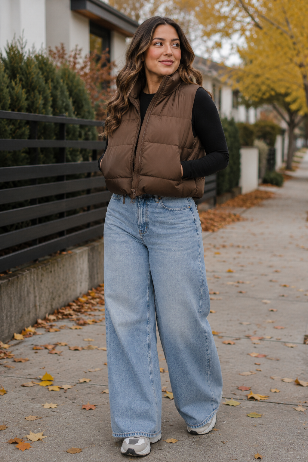 Cropped Puffer Vest With Wide Leg Jeans Cropped Puffer Vest With Wide Leg Jeans