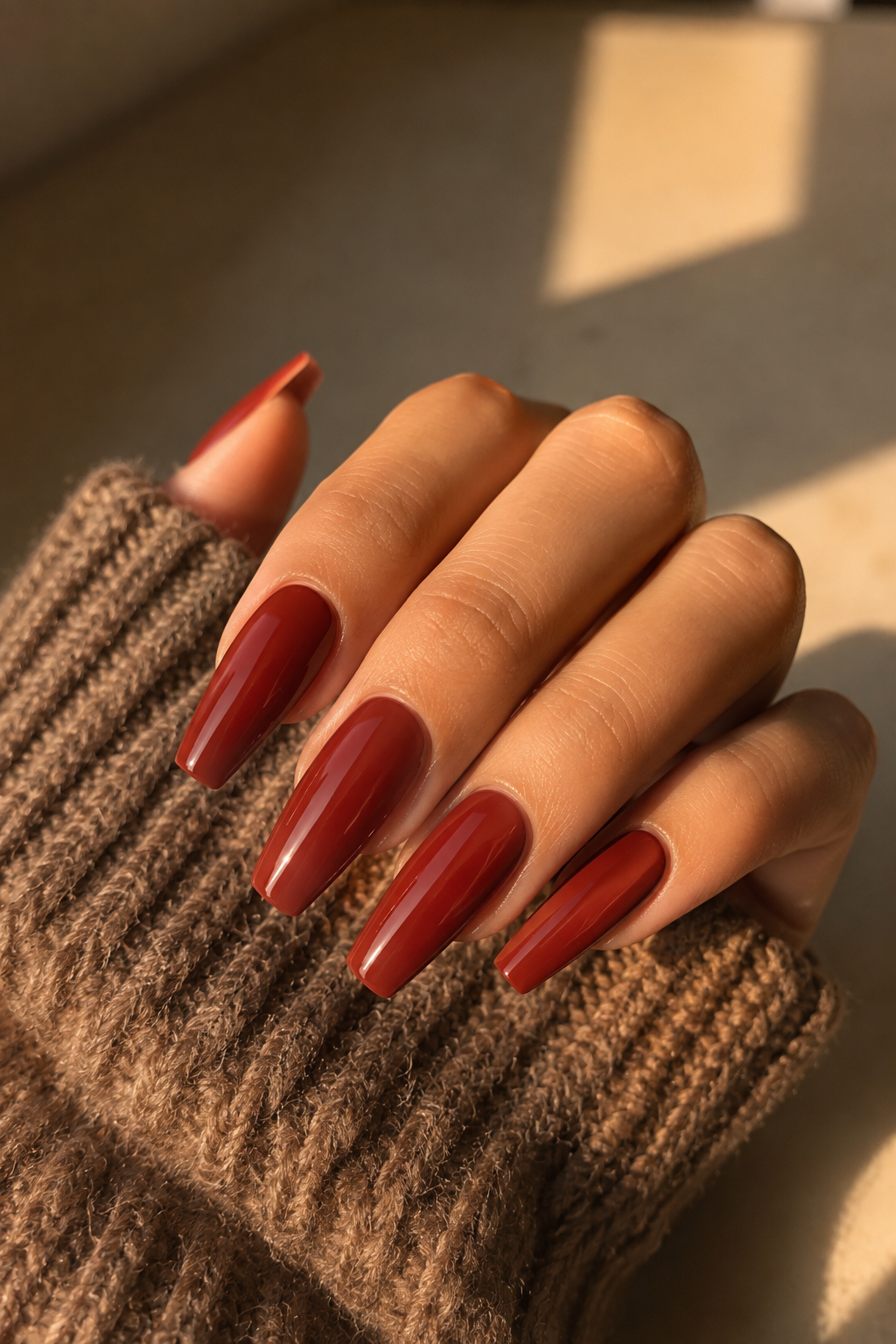 Fall Red Nail Colors in a Deep Brick Shade Fall Red Nail Colors in a Deep Brick Shade
