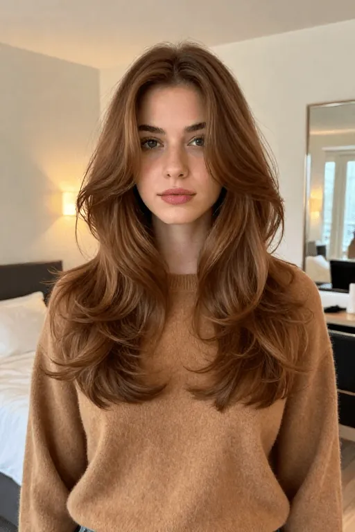 Feathered Layers Feathered layered haircut for thick hair with soft ends