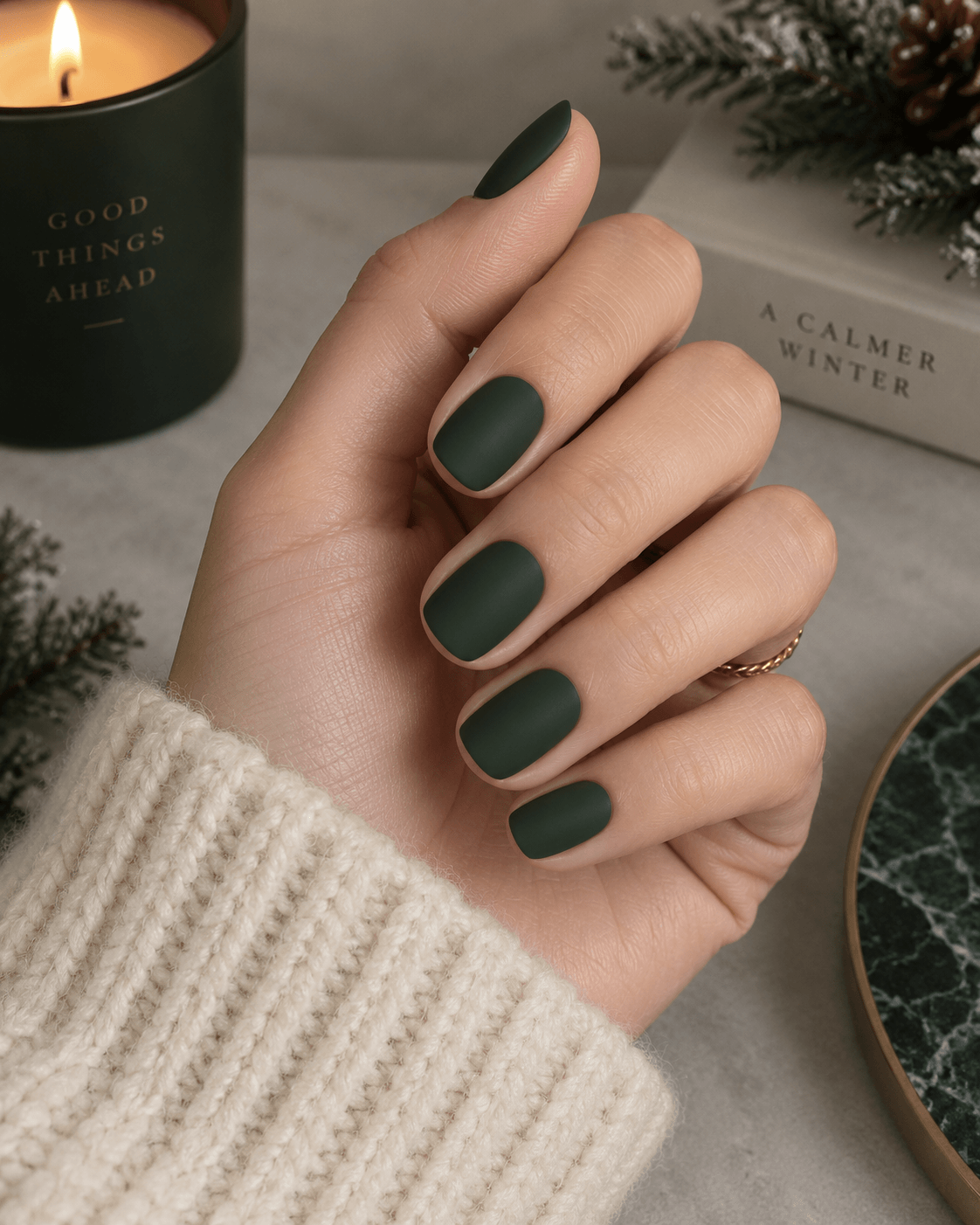 Forest Green Matte Nails Forest Green Matte Nails