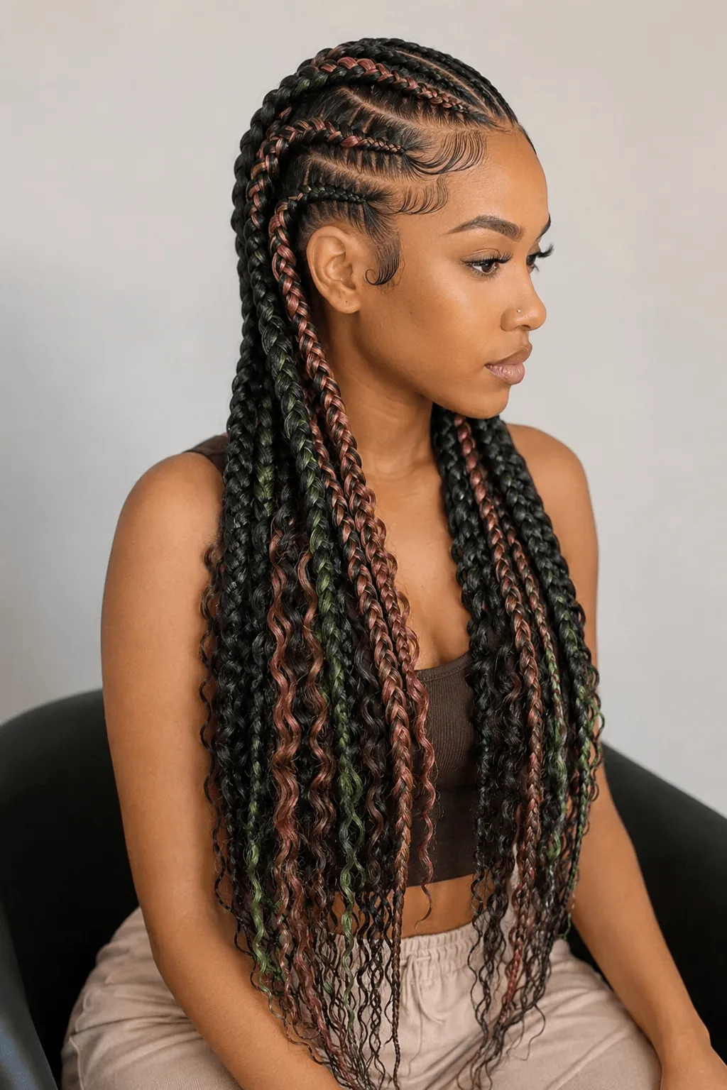 Goddess Braids With Color Highlights