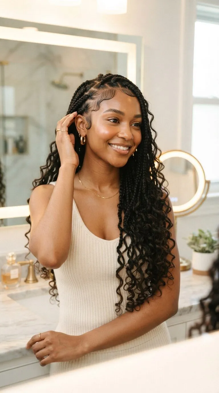 Goddess Braids With Loose Baby Hairs