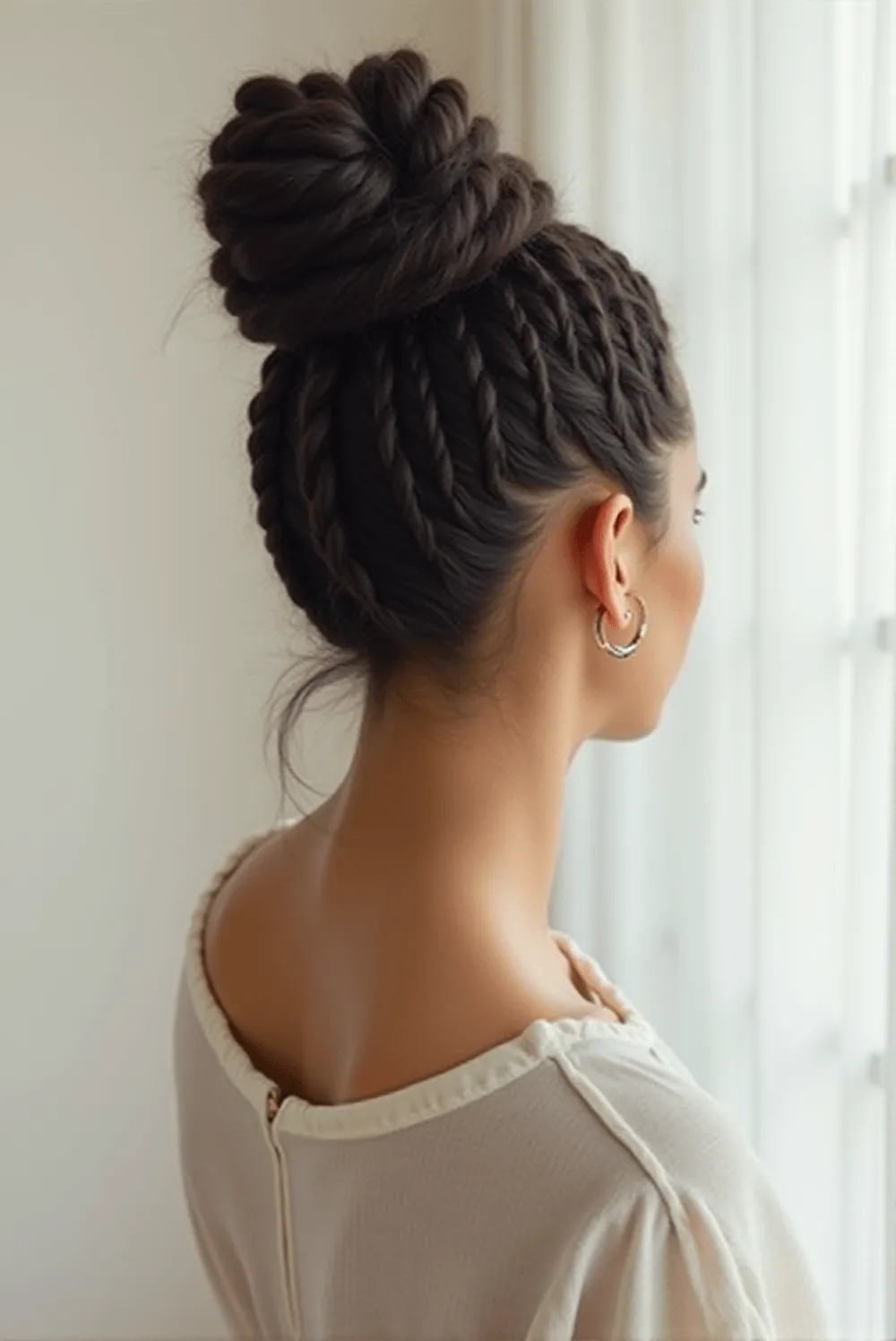 Goddess Braids With a High Bun