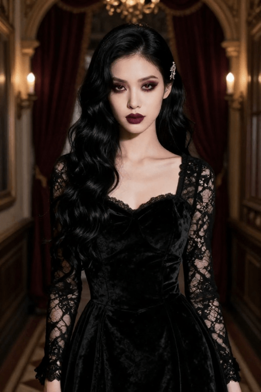 Gothic Black Waves Gothic Black Waves for a Dark Halloween Appearance