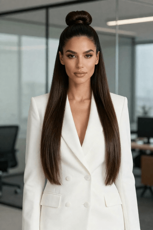 Half Up Bun Hairstyle for Straight Hair Half Up Bun Hairstyle for Straight Hair, half up half down hairstyles