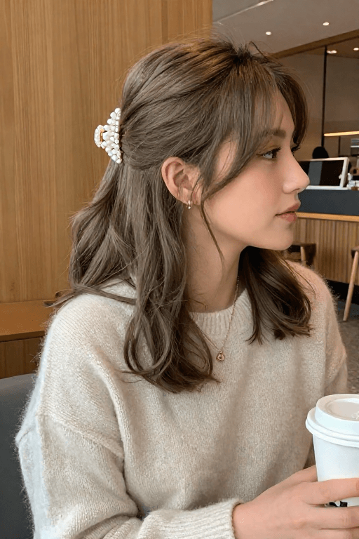 Half Up Hairstyle With Claw Clip Half Up Hairstyle With Claw Clip