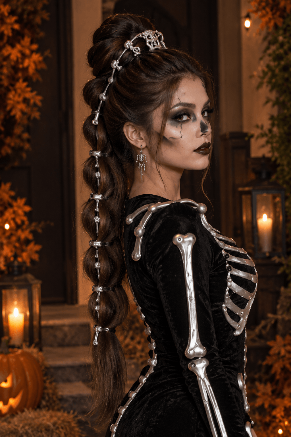 Halloween Bubble Ponytail Halloween Bubble Ponytail With Spooky Details