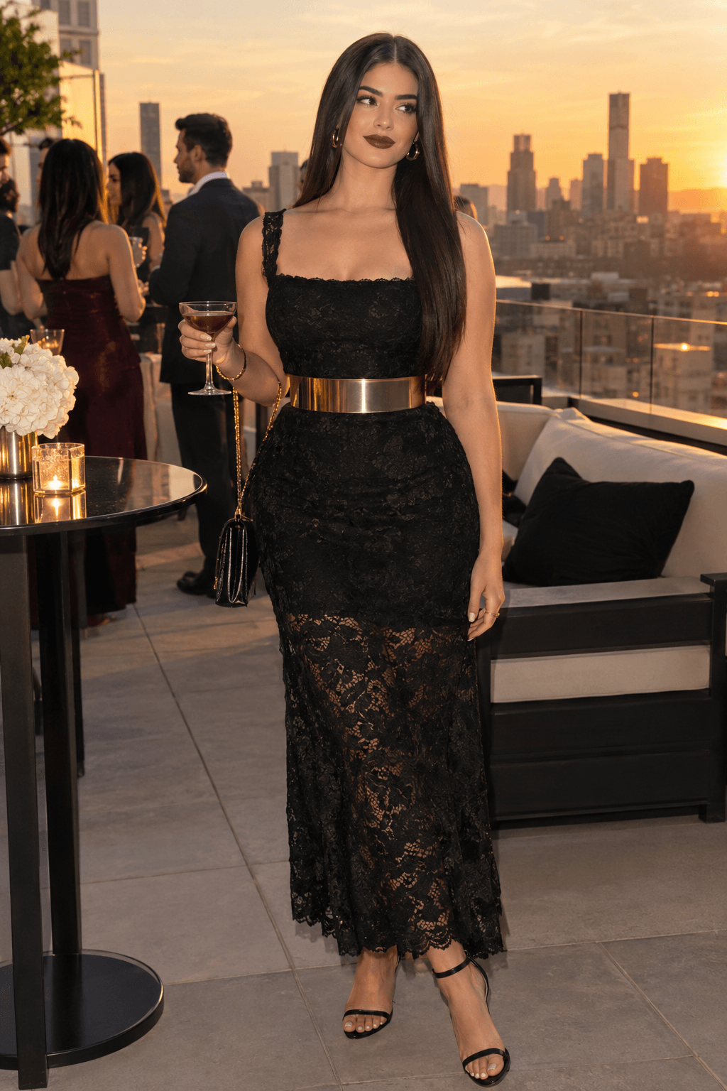 Lace Dress With a Statement Belt
