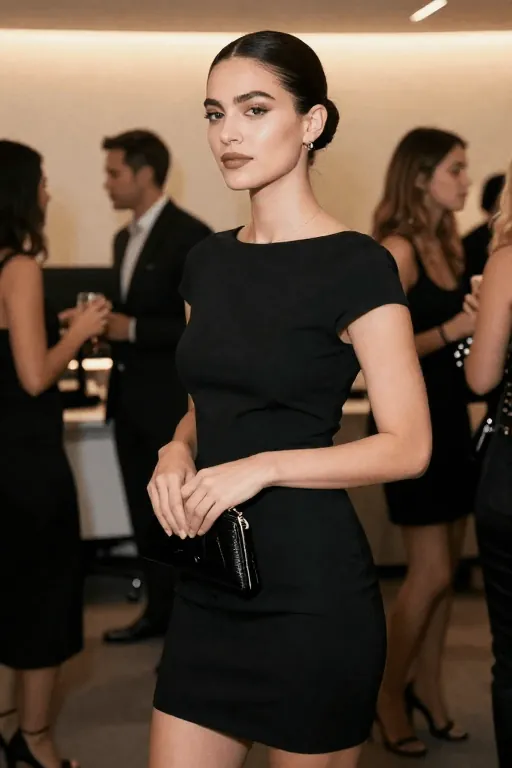 Little black dress with subtle spooky accessories for Halloween Little black dress with subtle spooky accessories for Halloween