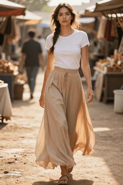 Maxi Skirt With a Fitted Tee Maxi Skirt With a Fitted Tee