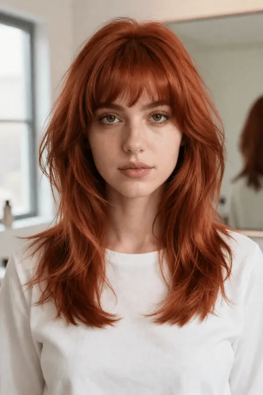 Medium-Length Shag Medium-length shag haircut with choppy layers for thick hair