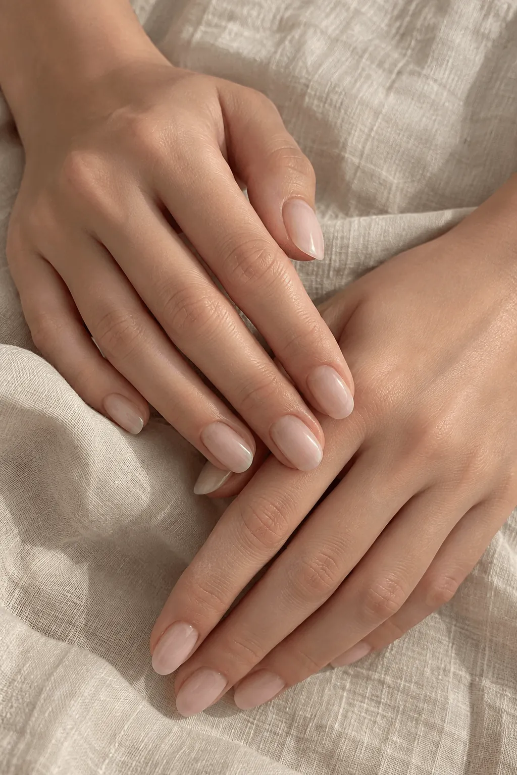 Nude Gel Nail Ideas Sheer nude gel nails on short natural nails