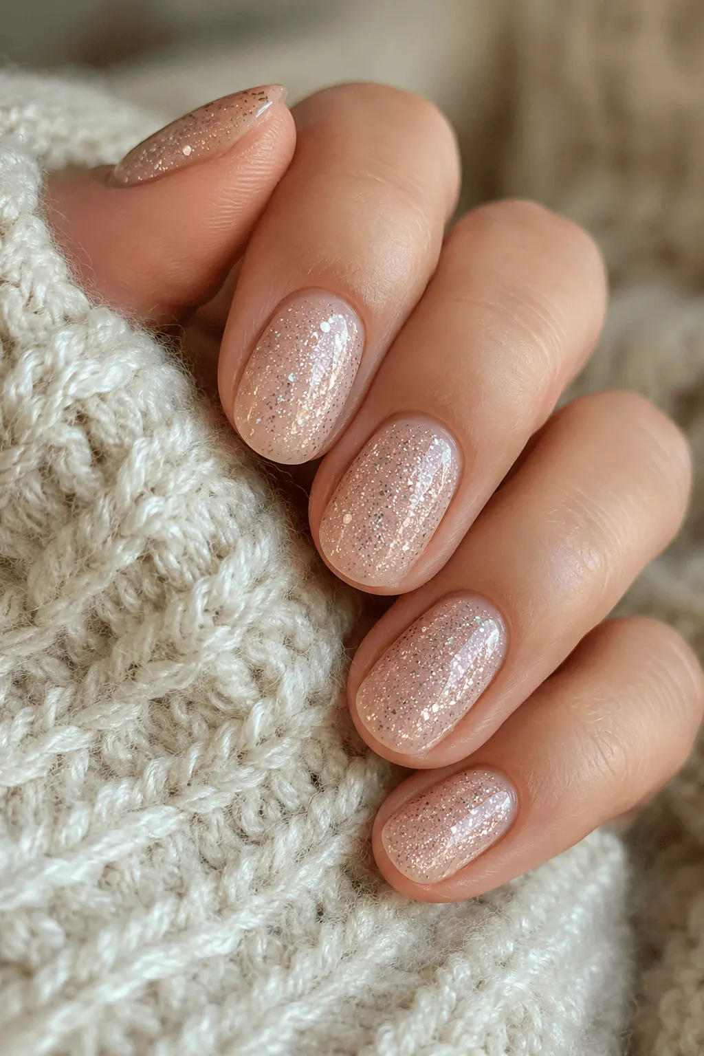 Nude Glitter Nails Nude Glitter Nails