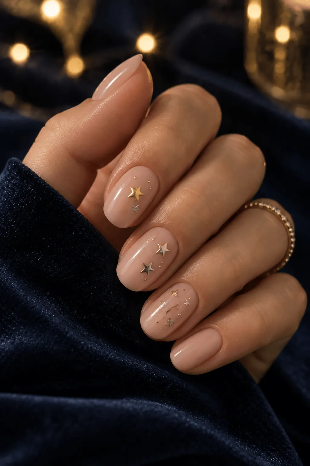 Nude Nail Art with a Tiny Star Design Nude Nail Art with a Tiny Star Design