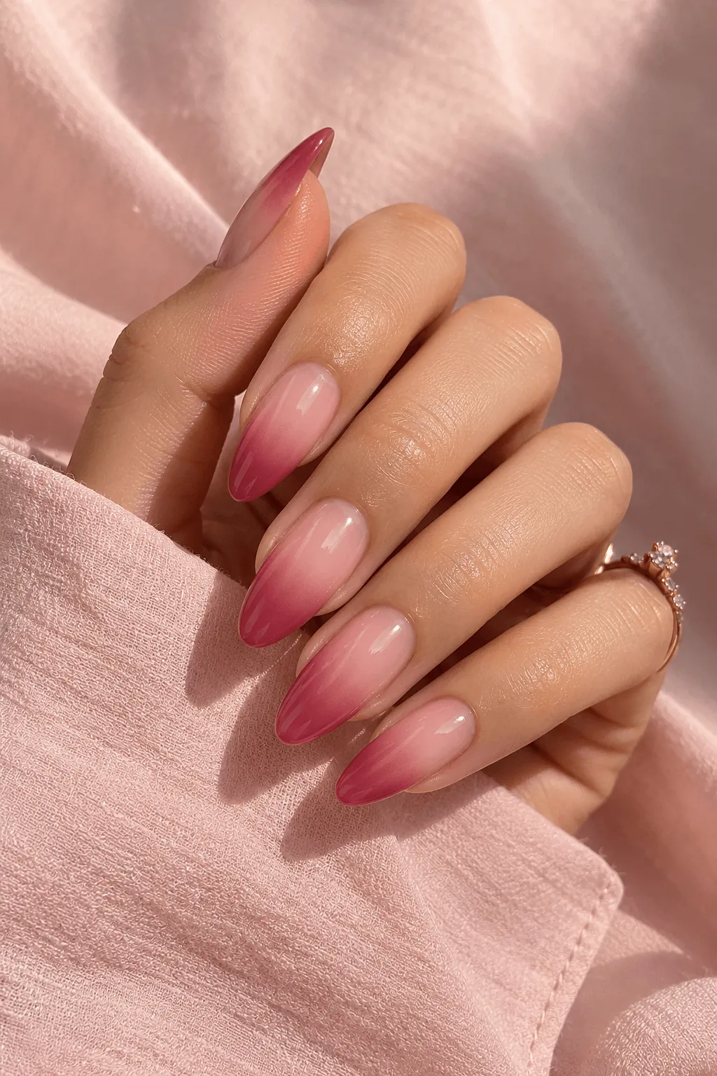 Ombre Gel Nail Ideas Pink ombre gel nails fading from nude to berry on almond nails