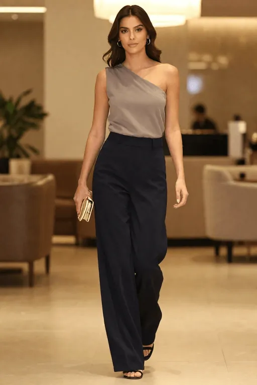 One Shoulder Top With Wide Leg Trousers One shoulder top with wide leg trousers clubbing outfit