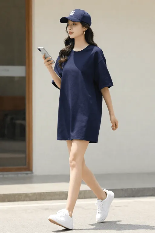 Oversized T-Shirt Dress With Sneakers Oversized T-Shirt Dress With Sneakers