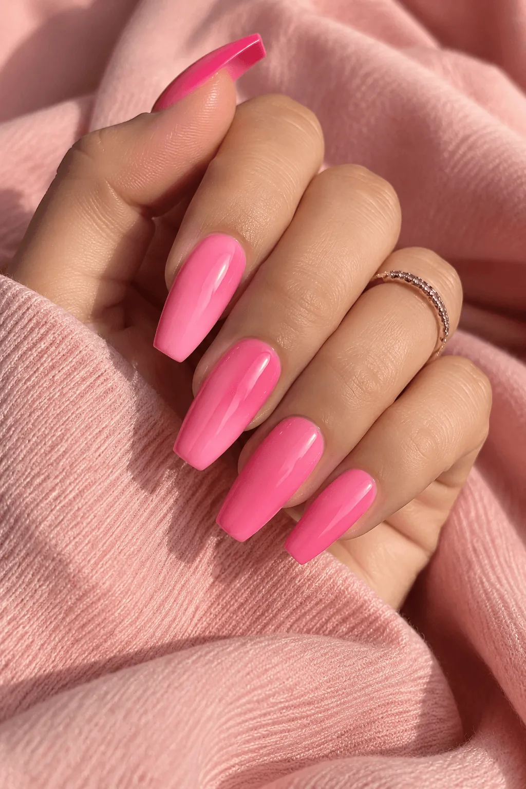 Pink Acrylic Nail Ideas Hot pink acrylic nails on long coffin nails