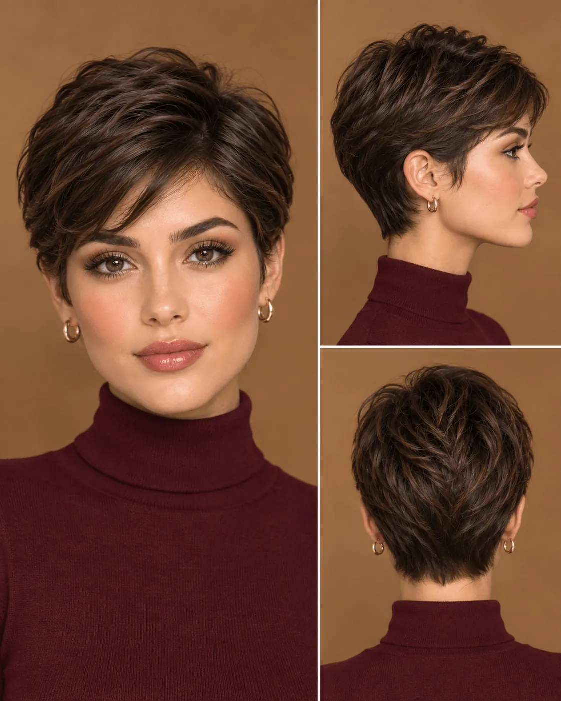 Pixie Cut Front and Back Symmetry Pixie Cut Front and Back Symmetry
