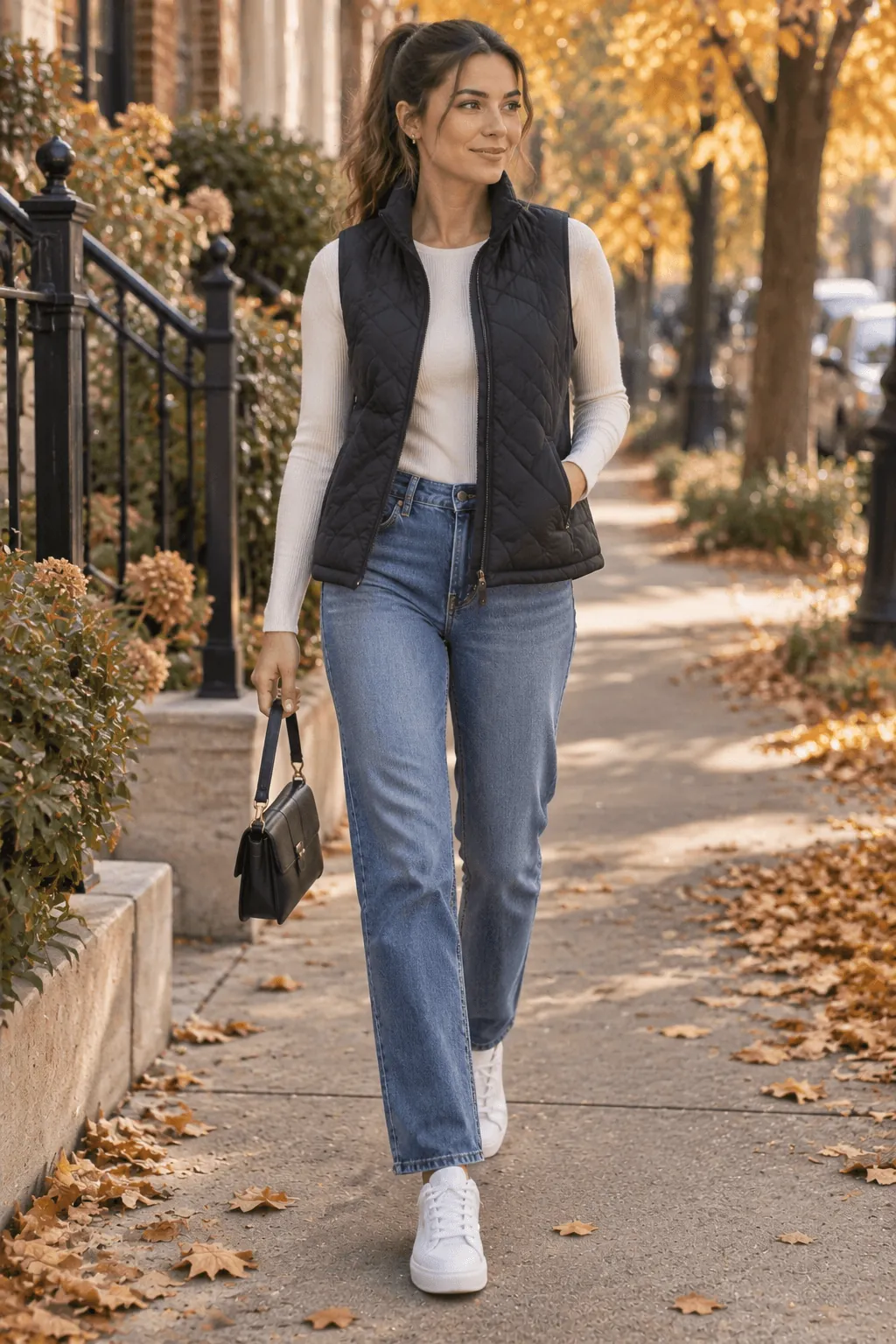 Quilted Vest Over a Long Sleeve Top Quilted Vest Over a Long Sleeve Top