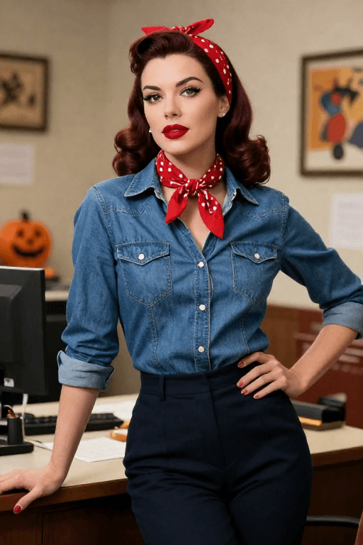 Rosie the Riveter With a Denim Shirt and Red Bandana Rosie the Riveter With a Denim Shirt and Red Bandana