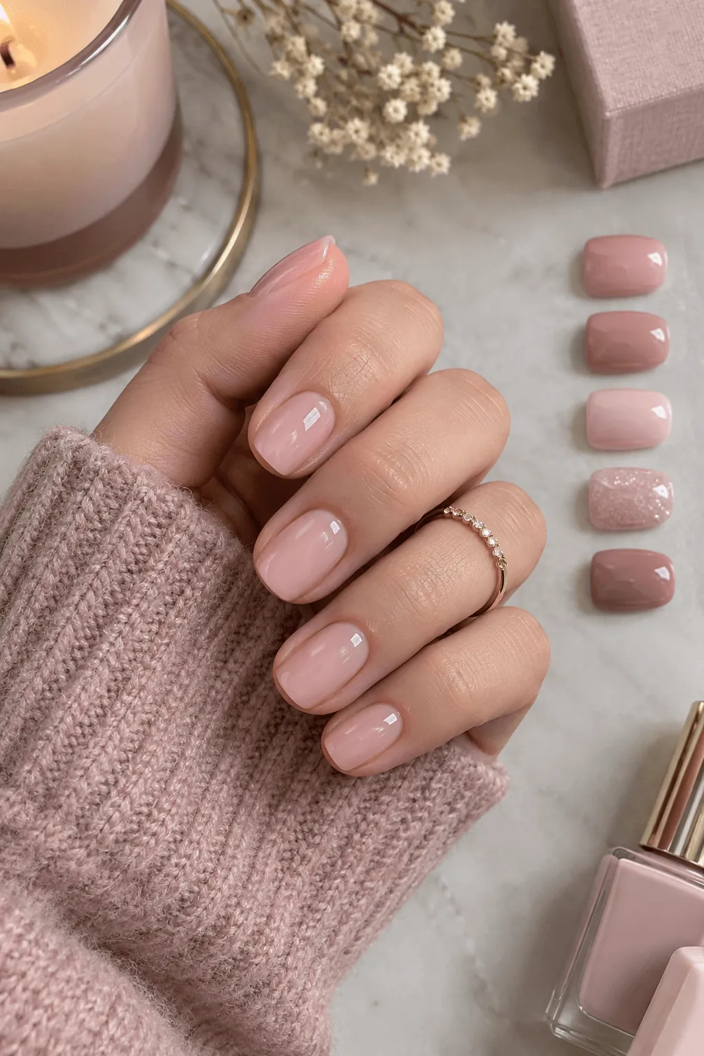 Short Acrylic Nail Short pale pink acrylic nails on a square shape
