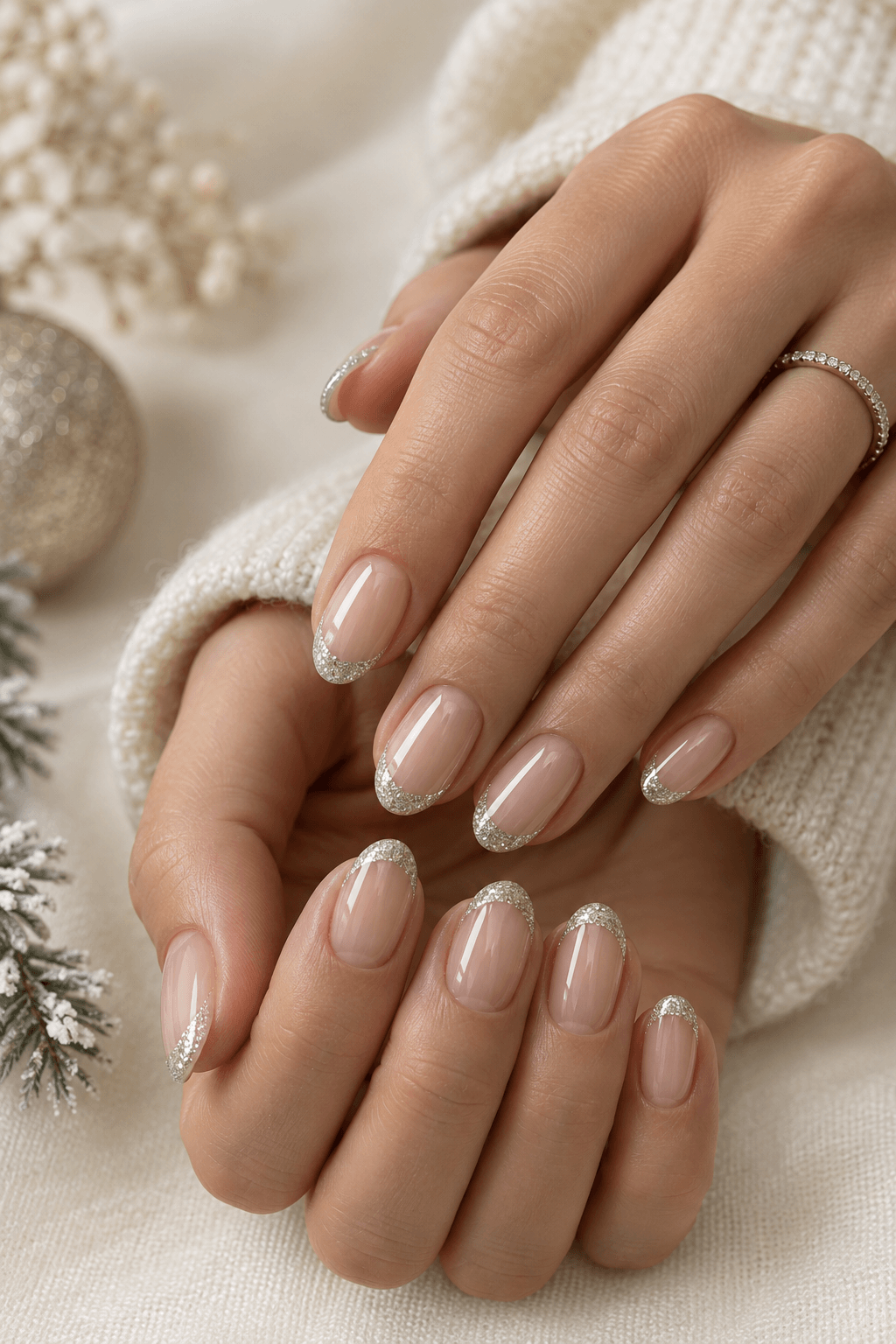 Silver Glitter Tips Silver Glitter Tips