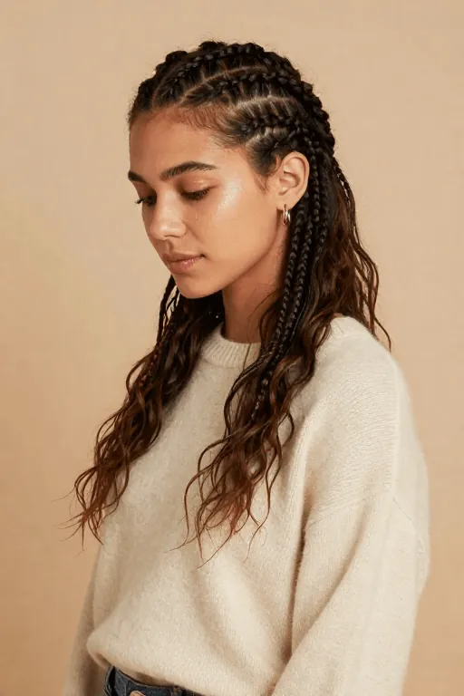 Small Braids in a Half-Up Style Small Braids in a Half-Up Style