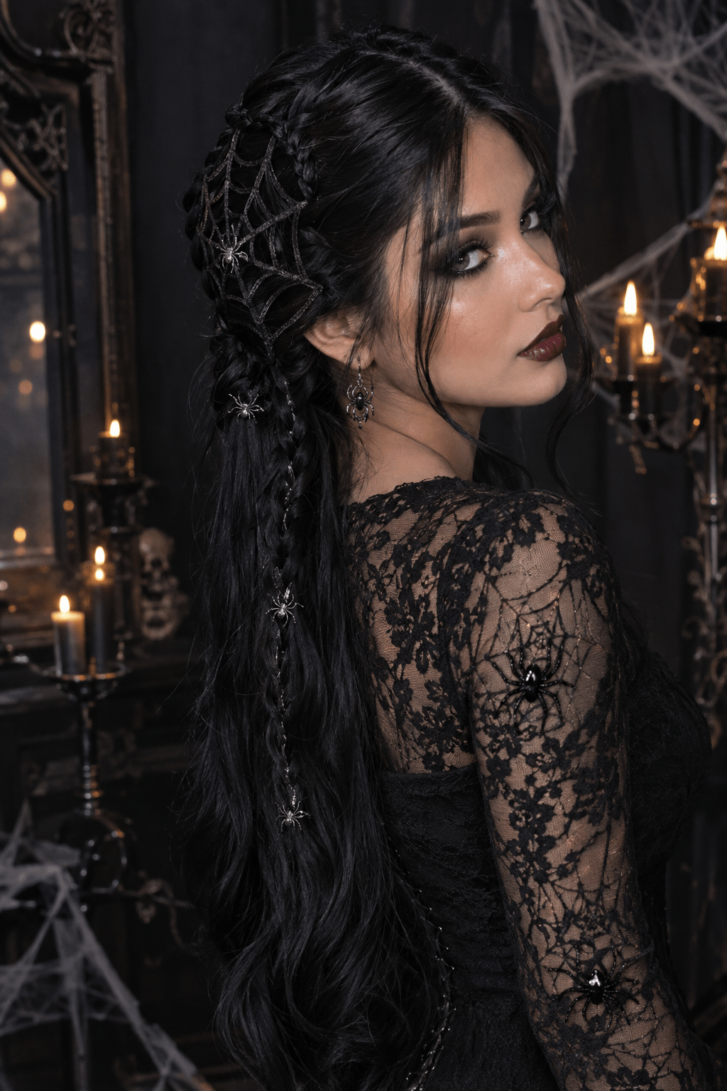 Spider Web Braided Hairstyle Spider Web Braided Hairstyle for Halloween Night