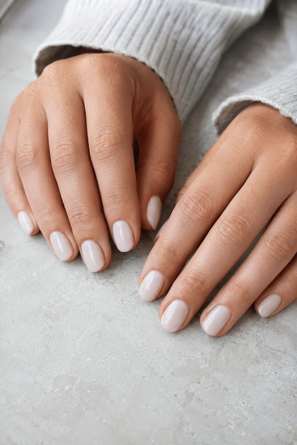 White Nude Nails White Nude Nails in a Cool Pale Tone