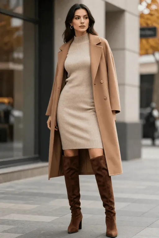 Wool Coat Over a Sweater Dress Wool Coat Over a Sweater Dress