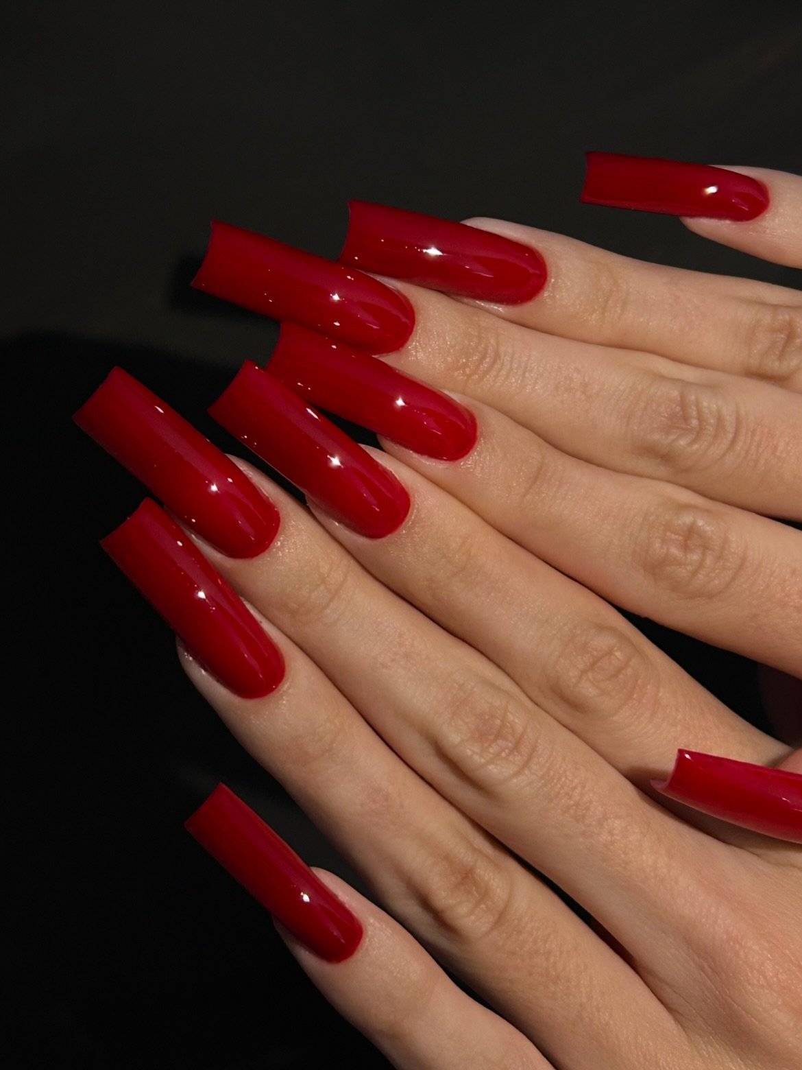 nailzbyuv Square Red Nails in a Long Glossy Finish Square Red Nails in a Long Glossy Finish