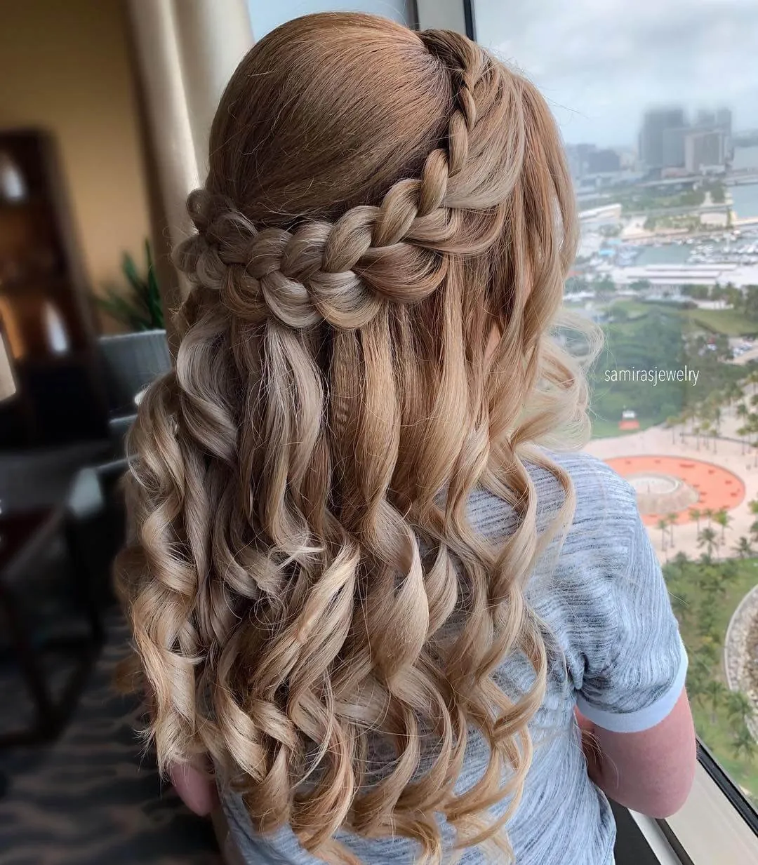 samirasjewelry Wrapped Crown Braid With Ringlet Curls Wrapped Crown Braid With Ringlet Curls