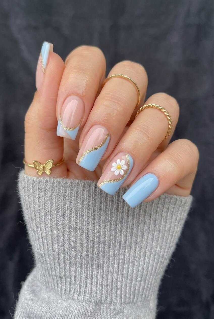 Baby Blue Cream Nails Baby Blue Cream Nails