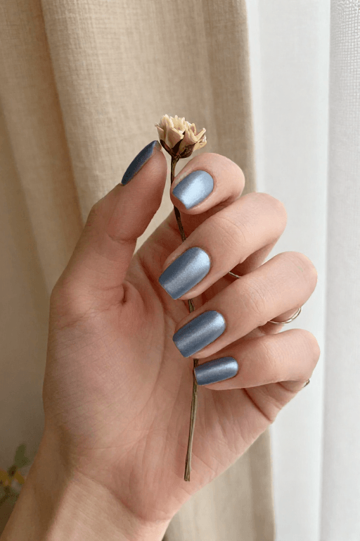 Blue-Gray Satin Nails Blue-Gray Satin Nails