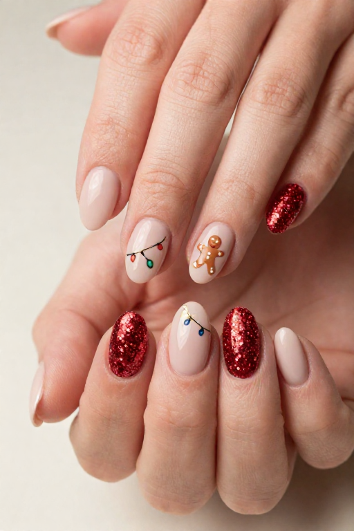 Christmas Lights and Gingerbread Christmas Lights and Gingerbread Christmas Nail