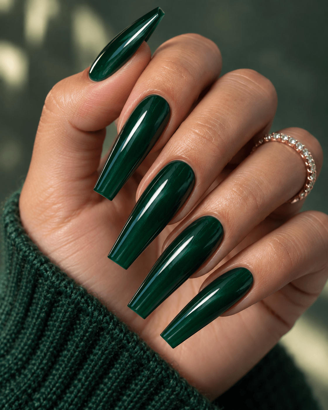 Emerald Green Coffin Nails Emerald Green Coffin Nail