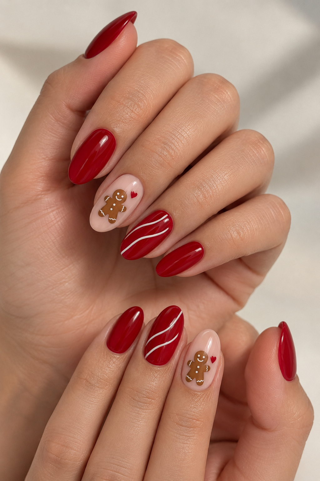 Gingerbread Man and Icing Lines Gingerbread Man and Icing Lines Christmas Nail