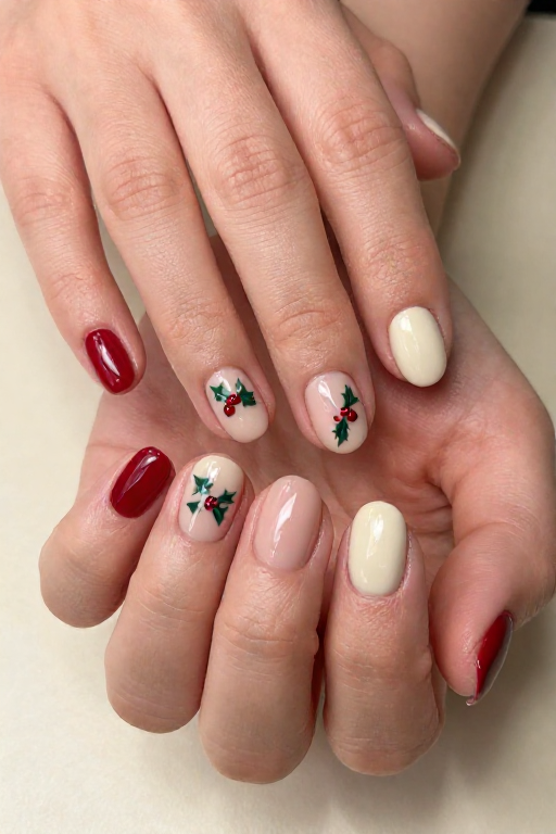 Holly Leaves Holly Leaves Christmas Nail