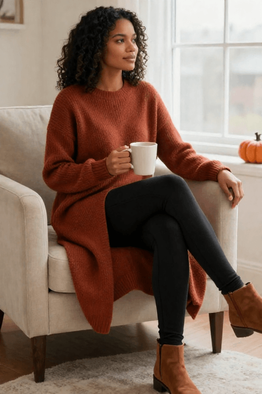 Leggings with a Long Tunic Sweater