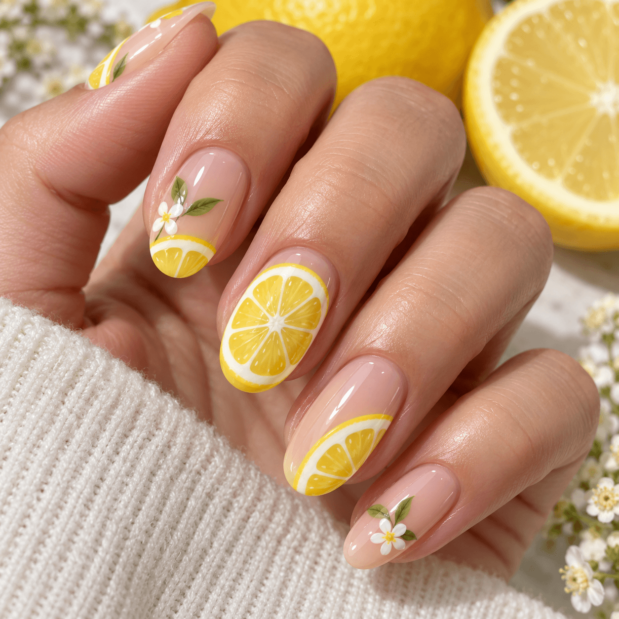 Lemon Slices Cute Nail Ideas