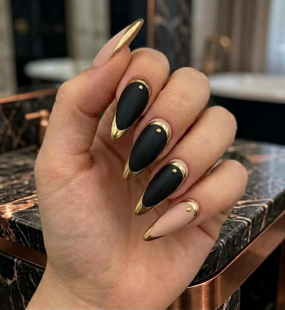 Matte Black With Gold Chrome Edges Matte Black With Gold Chrome Edges