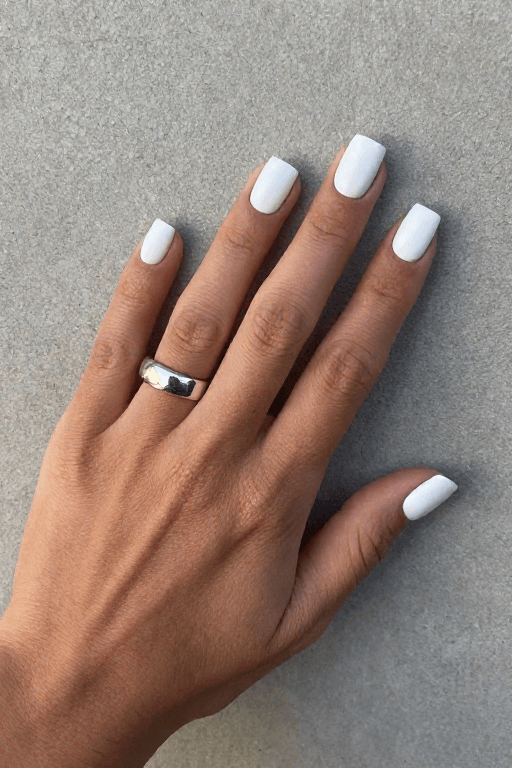 Square nails in smooth matte white polish