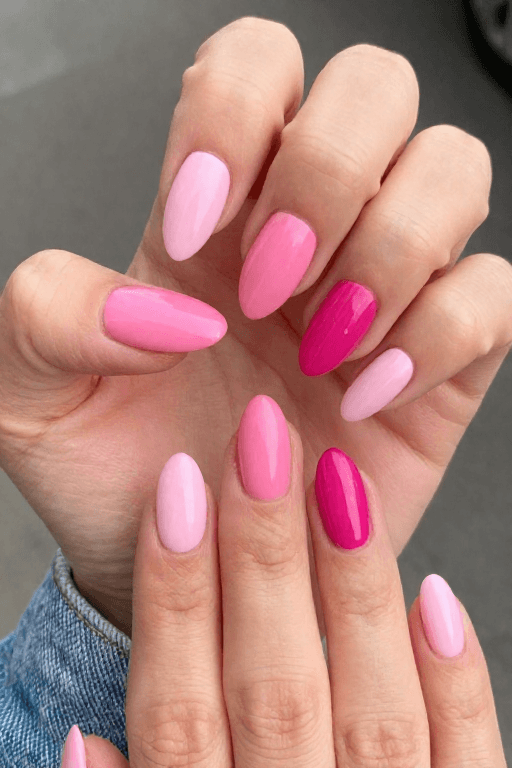 Mixed Pink Shades Mixed Pink Shades Nails