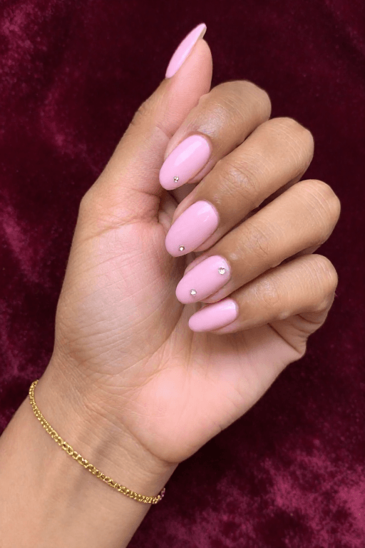 Pink With a Few Gems Pink With a Few Gems Nails