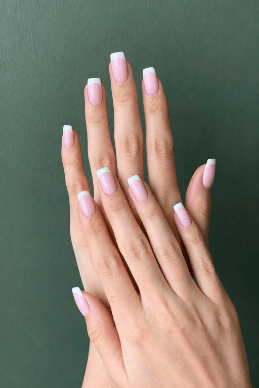 Pink and White Tips Pink and White Tips, pink nail color