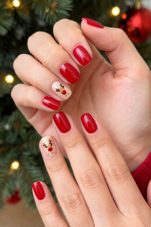 Reindeer Face Reindeer Face Christmas Nail