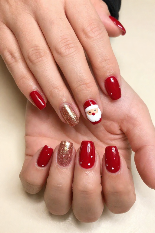 Santa Face Accent Santa Face Accent Christmas Nail