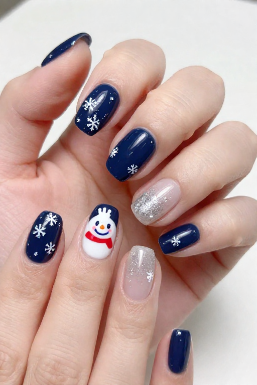 Snowman Accent Snowman Accent Christmas Nail