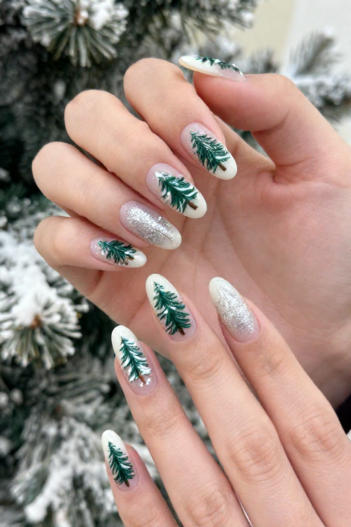 Snowy Pine Forest Snowy Pine Forest Christmas Nail